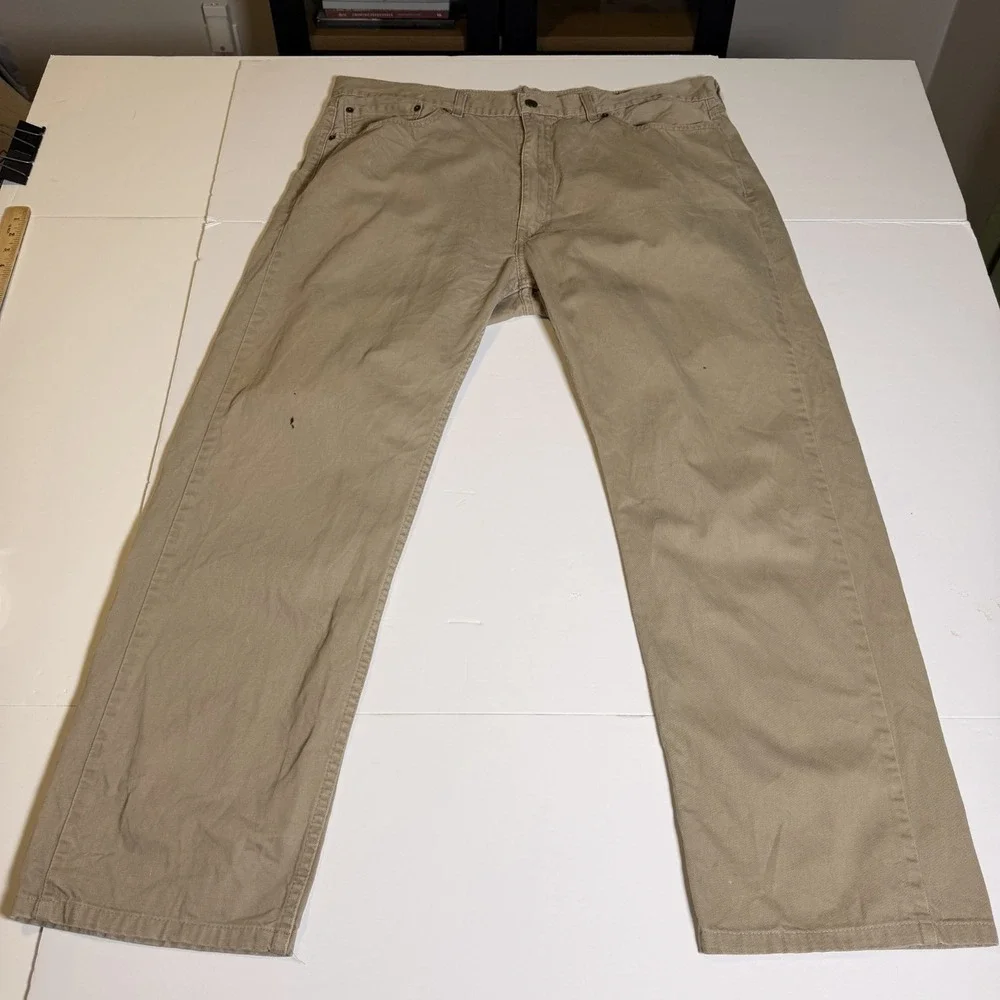 Levis 505 Jeans Mens 40x32 Beige Denim Cotton Regular Medium Wash Straight Leg